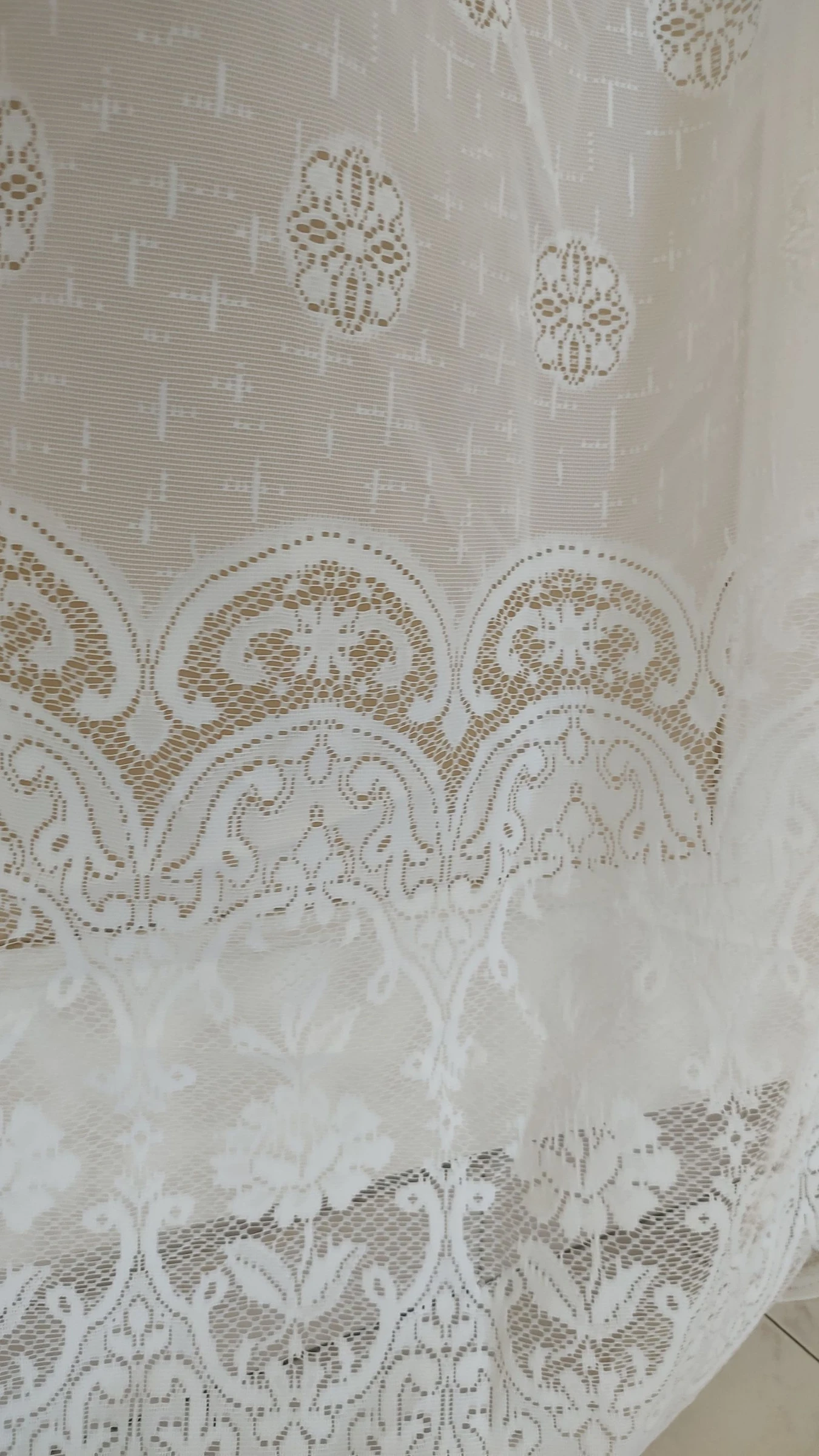 Uma cortina 220 x 250 cm - voile de renda branco - estilo vintage – photo 6